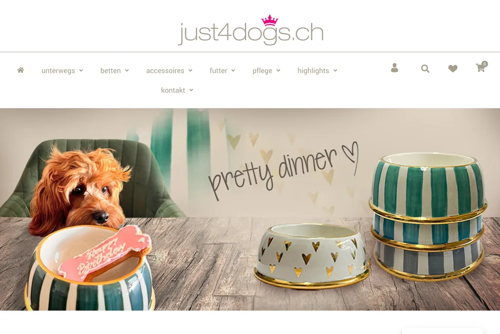 Webdesign-Referenz Just4Dogs – Website rund um Hunde und Angebot