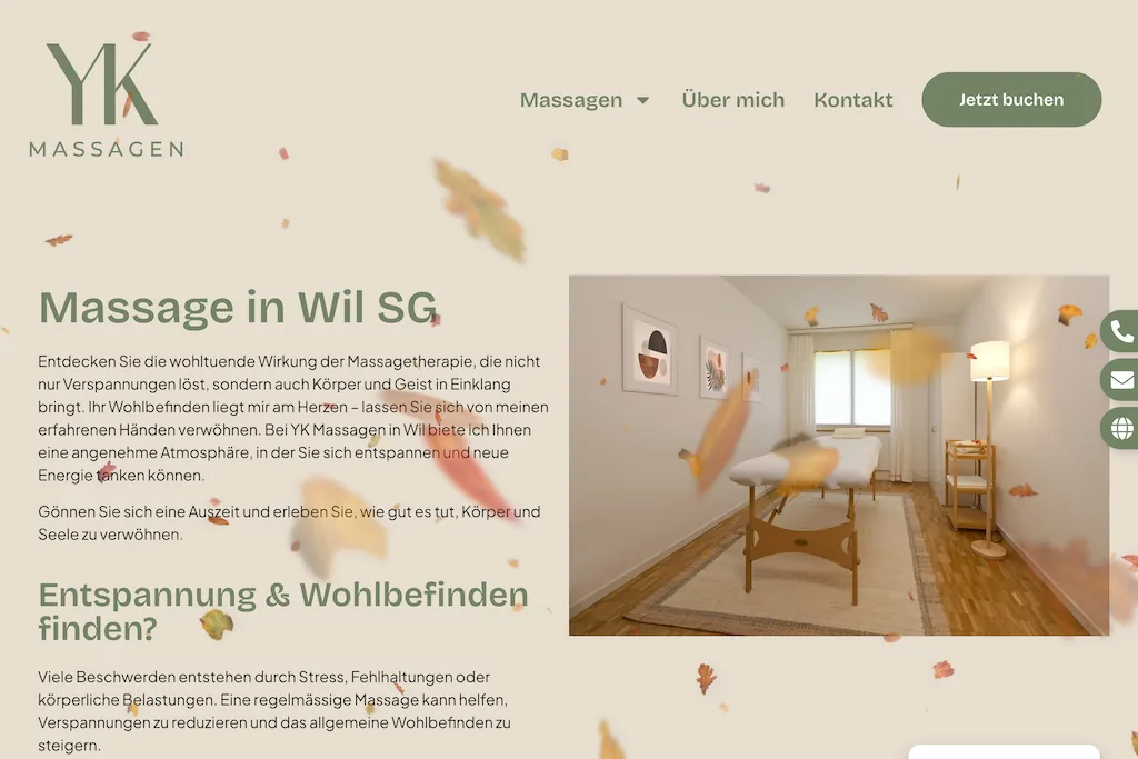 Webdesign Referenz YK Massagen – Gesundheit